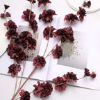 2 Branches 42" Tall Burgundy Artificial Silk Carnation Flower Stems