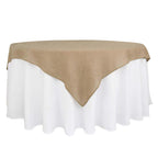 Burlap 72"x72" Faux Jute Table Overlay Square Tablecloth Natural - Boho Chic Design for Vintage Celebrations
