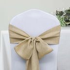 5 Pack Jute Faux Burlap 6"x108" Chair Sashes Natural - Boho Chic Linen Decor