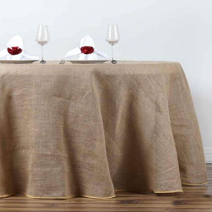 Burlap Jute 108" Round Tablecloth Natural - Rustic Boho Chic Table Linen - NestOCart