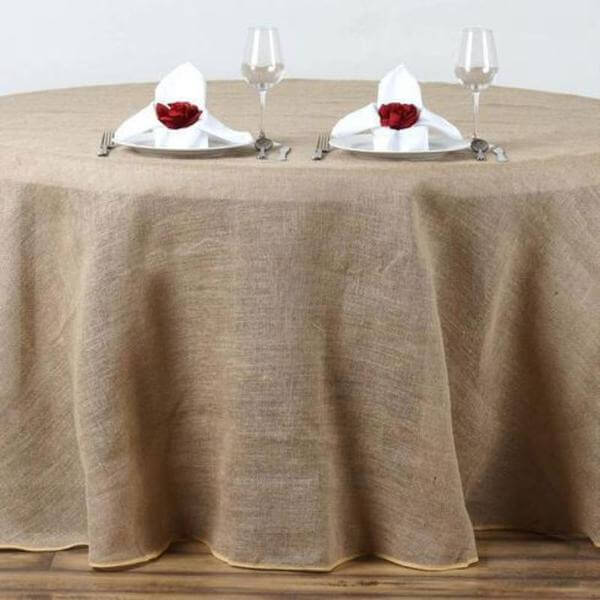 Burlap Jute 108" Round Tablecloth Natural - Rustic Boho Chic Table Linen - NestOCart
