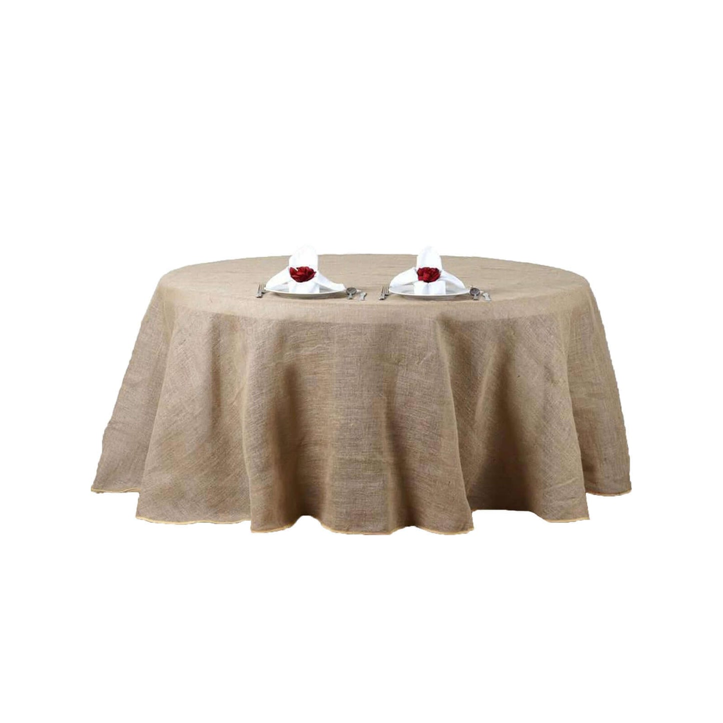 Burlap Jute 120" Round Tablecloth Natural - Rustic Boho Chic Seamless Table Linen - NestOCart