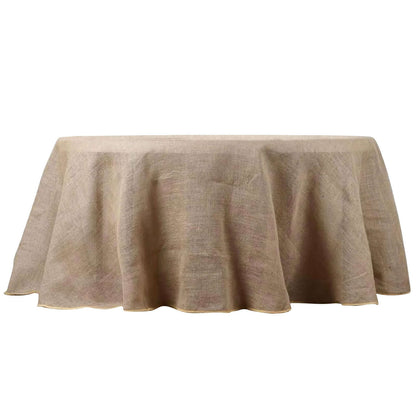Burlap Jute 120" Round Tablecloth Natural - Rustic Boho Chic Seamless Table Linen - NestOCart