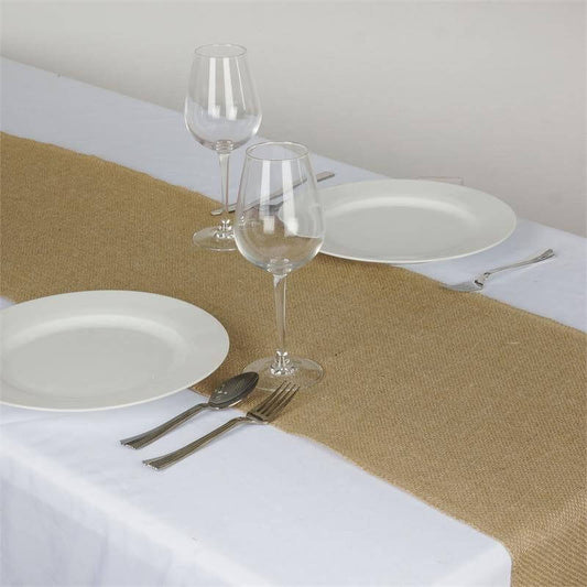 Burlap Jute 12"x108" Table Runner Natural - Rustic Boho Chic Tabletop Decor - NestOCart