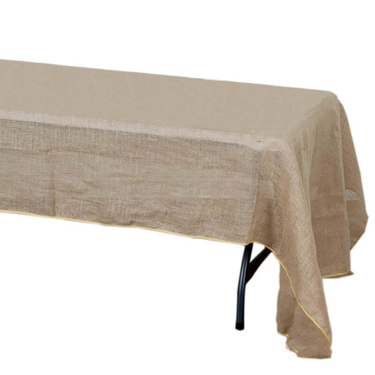 Burlap Jute 60"x126" Rectangle Tablecloth Natural - Rustic Boho Chic Table Linen - NestOCart