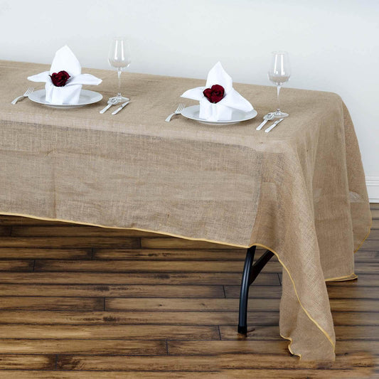 Burlap Jute 60"x126" Rectangle Tablecloth Natural - Rustic Boho Chic Table Linen - NestOCart