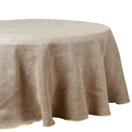 Burlap Jute 90" Round Tablecloth Natural - Rustic Boho Chic Table Linen - NestOCart