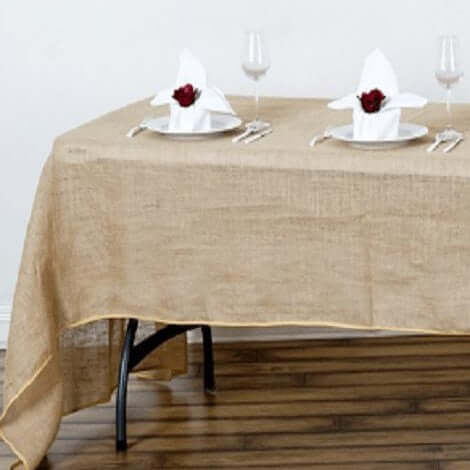 Burlap Jute 90"x132" Rectangle Tablecloth Natural - Rustic Boho Chic Seamless Table Linen - NestOCart