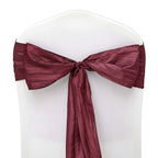 5 Pack Taffeta 6"x106" Chair Sashes Burgundy Accordion Crinkle Texture - Stylish Decor for Weddings & Gatherings
