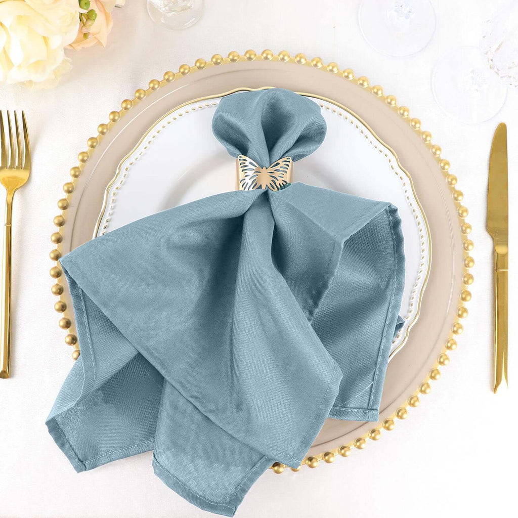 5 Pack Polyester 20"x20" Napkins Dusty Blue - Wrinkle Resistant & Easy Care Cloth Napkins