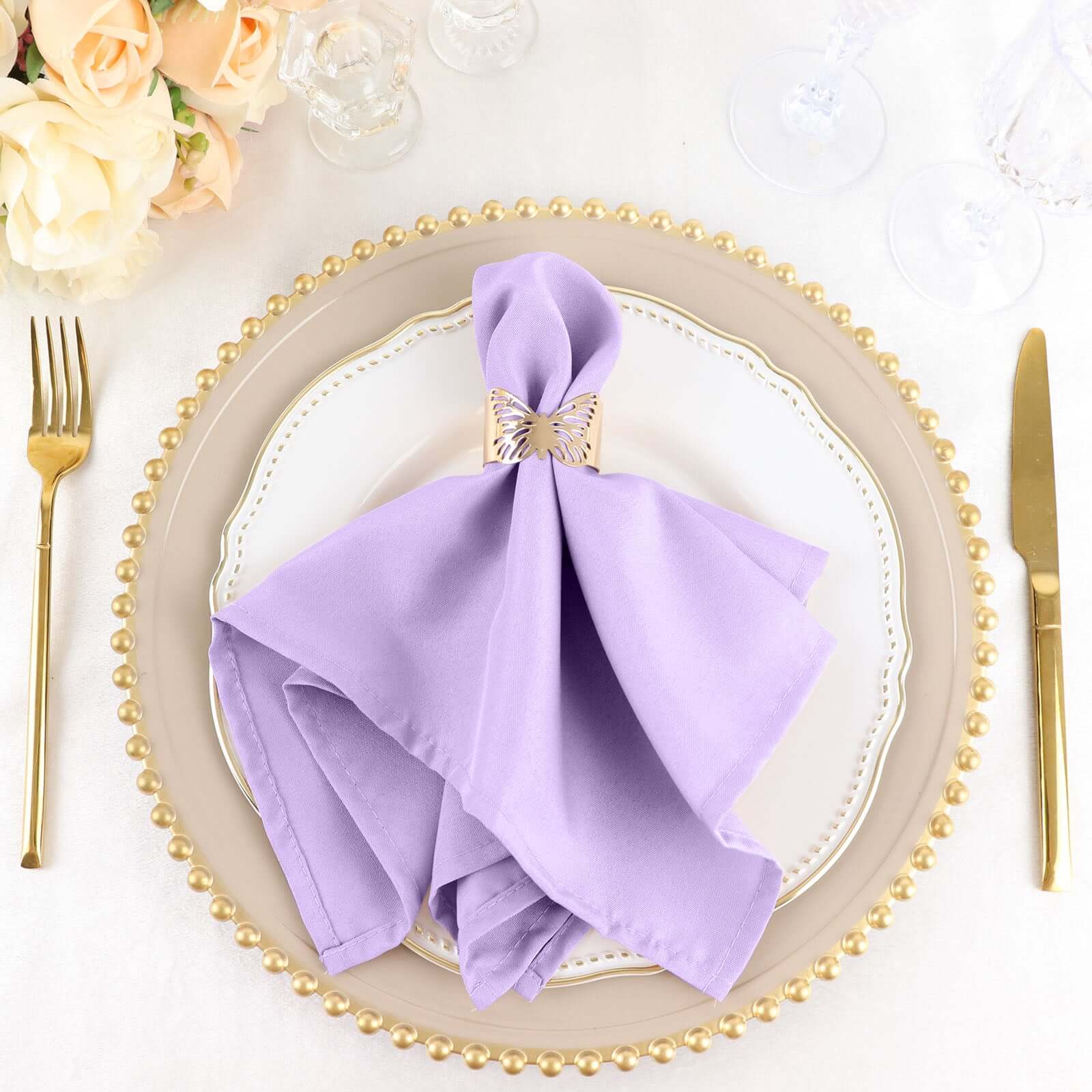 5 Pack Polyester 17"x17" Napkins Lavender Lilac - Durable & Wrinkle Resistant Dinner Napkins