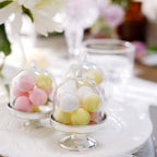 12-Pack Fillable Mini Pedestal Candy Container Clear/Silver - Stylish Candy Treat Favor Containers with Dome Lid 3"