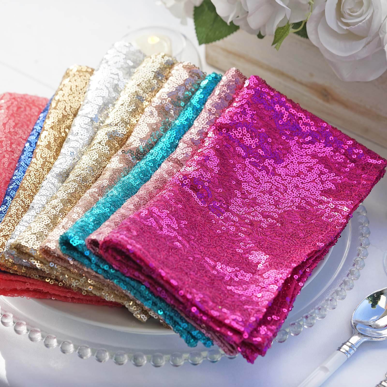 Sequin 20"x20" Napkin Dusty Blue - Shimmering Dinner Napkin