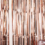 8ft Rose Gold Metallic Tinsel Foil Fringe Doorway Curtain Party Backdrop
