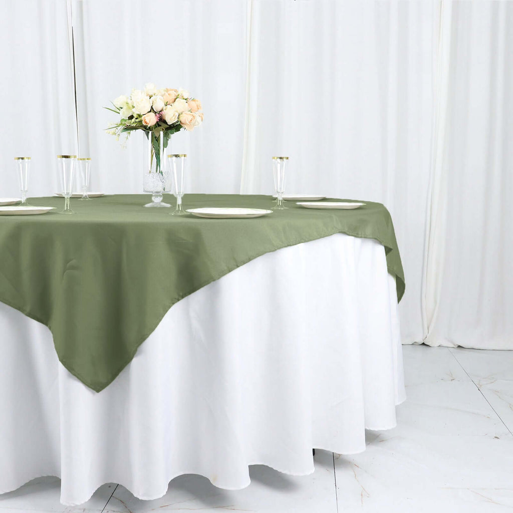 Polyester 54"x54" Table Overlay Square Tablecloth Dusty Sage Green - Wrinkle-Resistant & Durable Table Cover