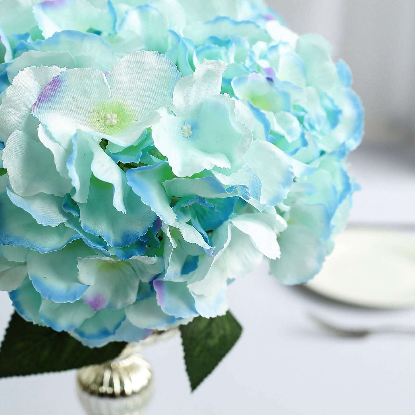 5 Bushes Baby Blue Artificial Silk Hydrangea Flower Bouquets