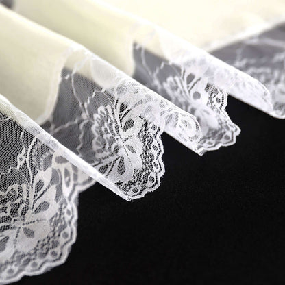 Faux Burlap Jute 16"x108" Table Runner Ivory With White Lace Edging - Rustic Farmhouse Table Linen