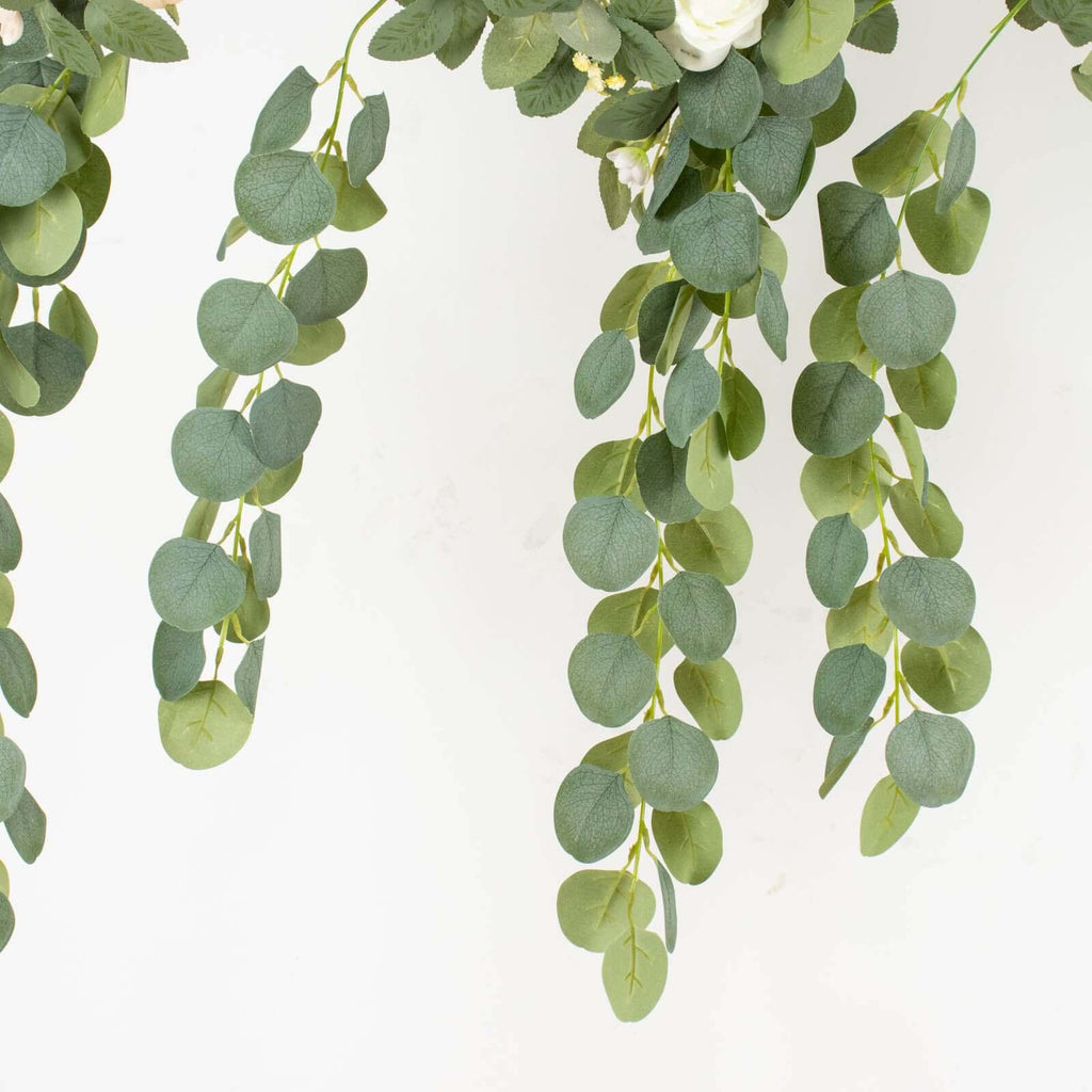 3 Pack 41" Green Real Touch Hanging Silk Silver Dollar Leaf Plant Stems, Artificial Indoor Eucalyptus Sprays