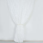 8ftx8ft White 3D Leaf Petal Taffeta Event Curtain Drapes, Backdrop Event Panel With Rod Pocket