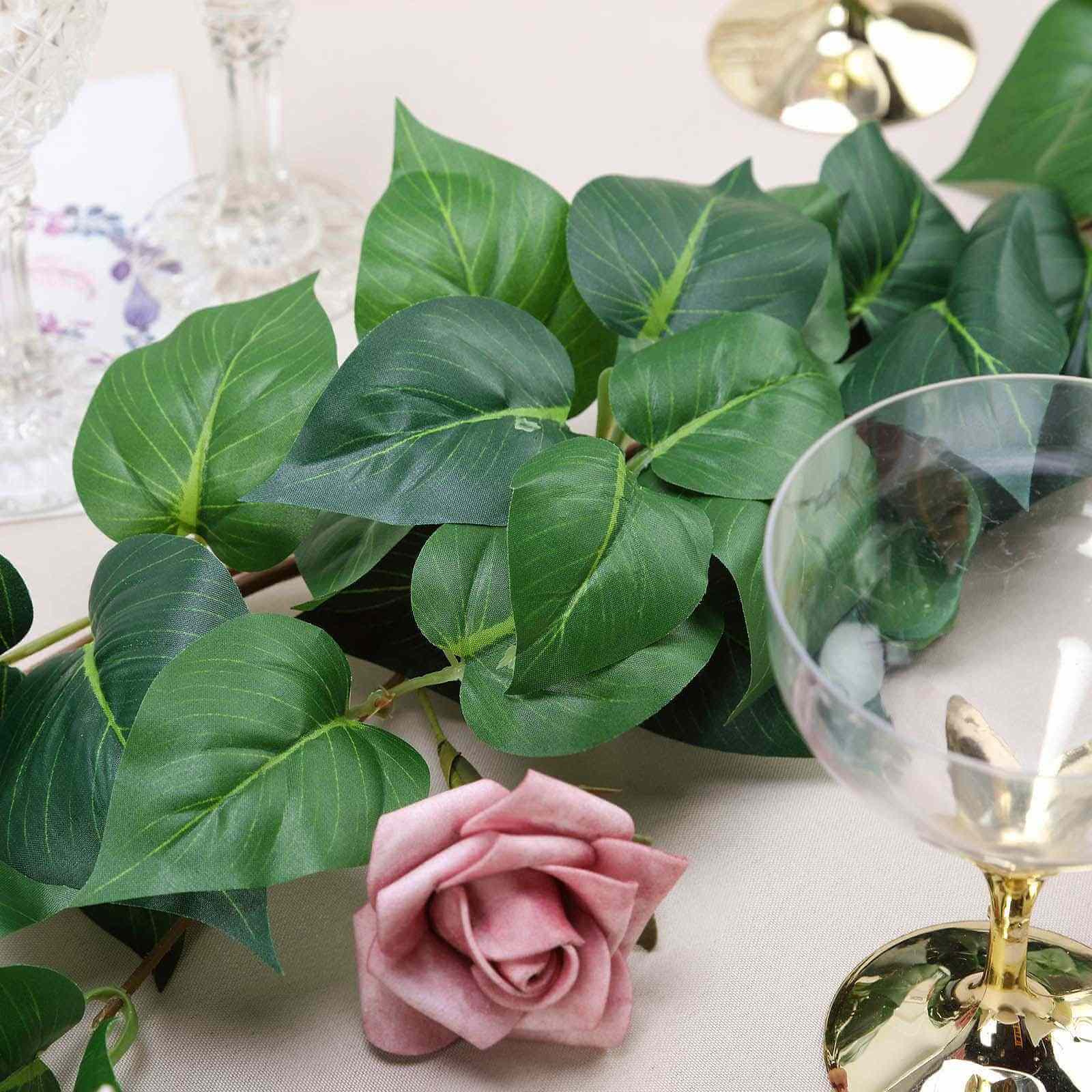 5ft Green Real Touch Artificial Poplar Leaf Garland, Flexible Vine