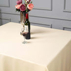 Polyester Square 90"x90" Tablecloth Beige - Wrinkle-Resistant & Durable Table Cover