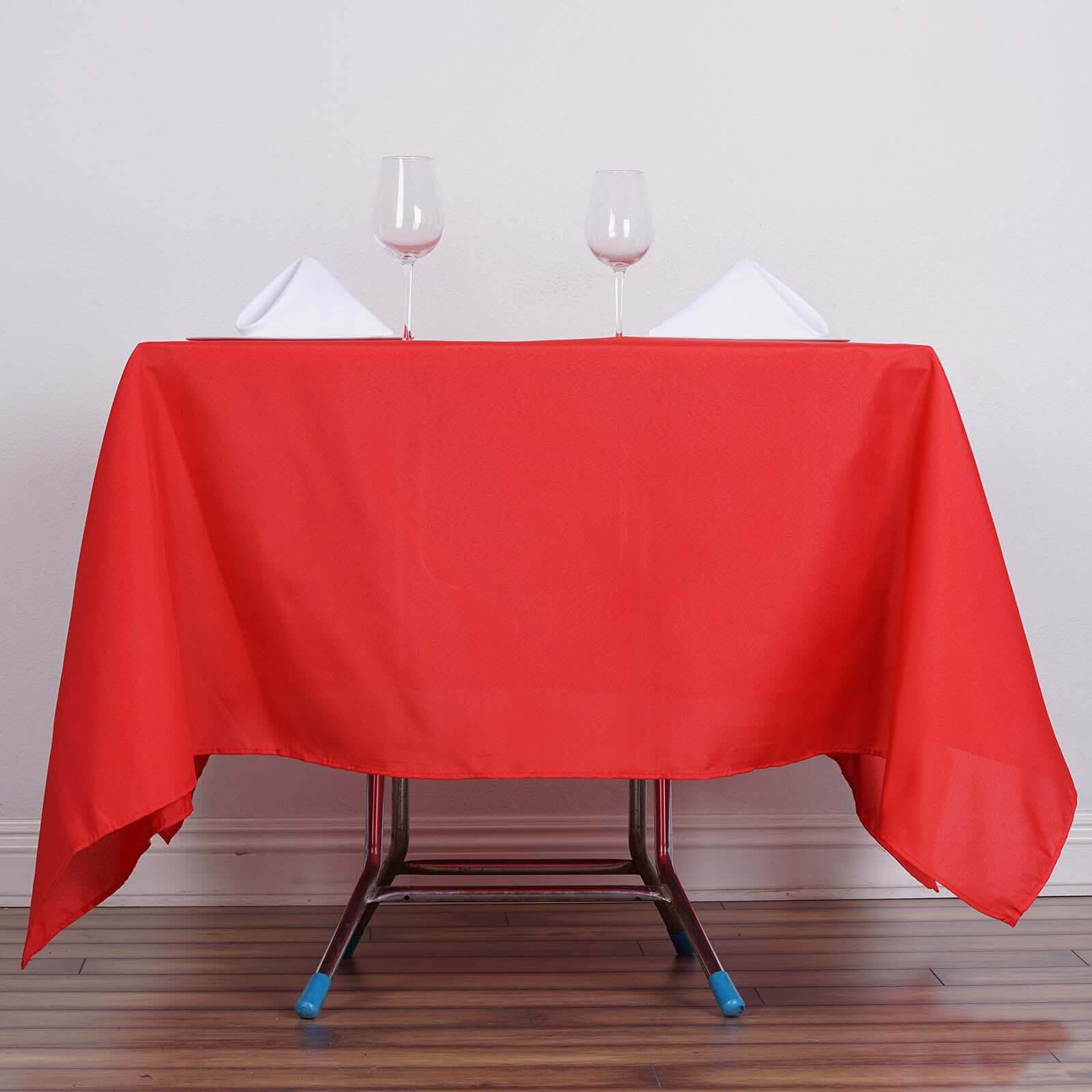 Polyester 70"x70" Table Overlay Square Tablecloth Red - Wrinkle-Resistant & Durable Table Cover