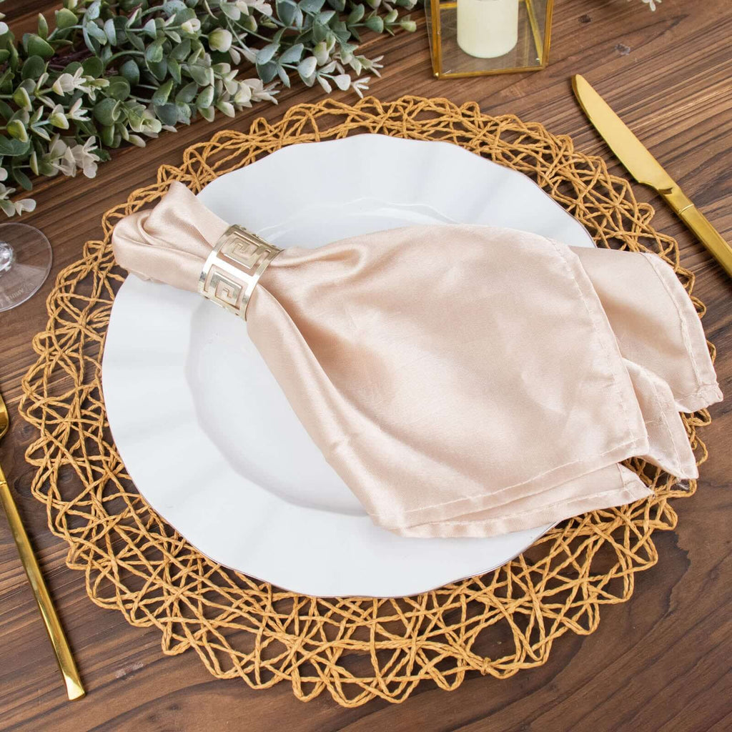 6-Pack Table Placemats Woven Fiber Design Natural Round - Disposable Mats for Dining and Events 15"