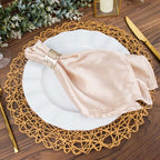 6-Pack Table Placemats Woven Fiber Design Natural Round - Disposable Mats for Dining and Events 15"