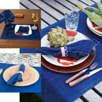 5 Pack Polyester 17"x17" Napkins Dark Denim Blue in Faux Denim Style Dinner Napkins for Casual Gatherings & Themed Events