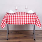 Polyester 54"x54" Table Overlay Square Tablecloth White/Red - Checkered Buffalo Plaid Design for Casual Table Settings