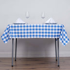 Polyester 54"x54" Table Overlay Square Tablecloth White/Blue - Checkered Buffalo Plaid Design for Casual Table Settings