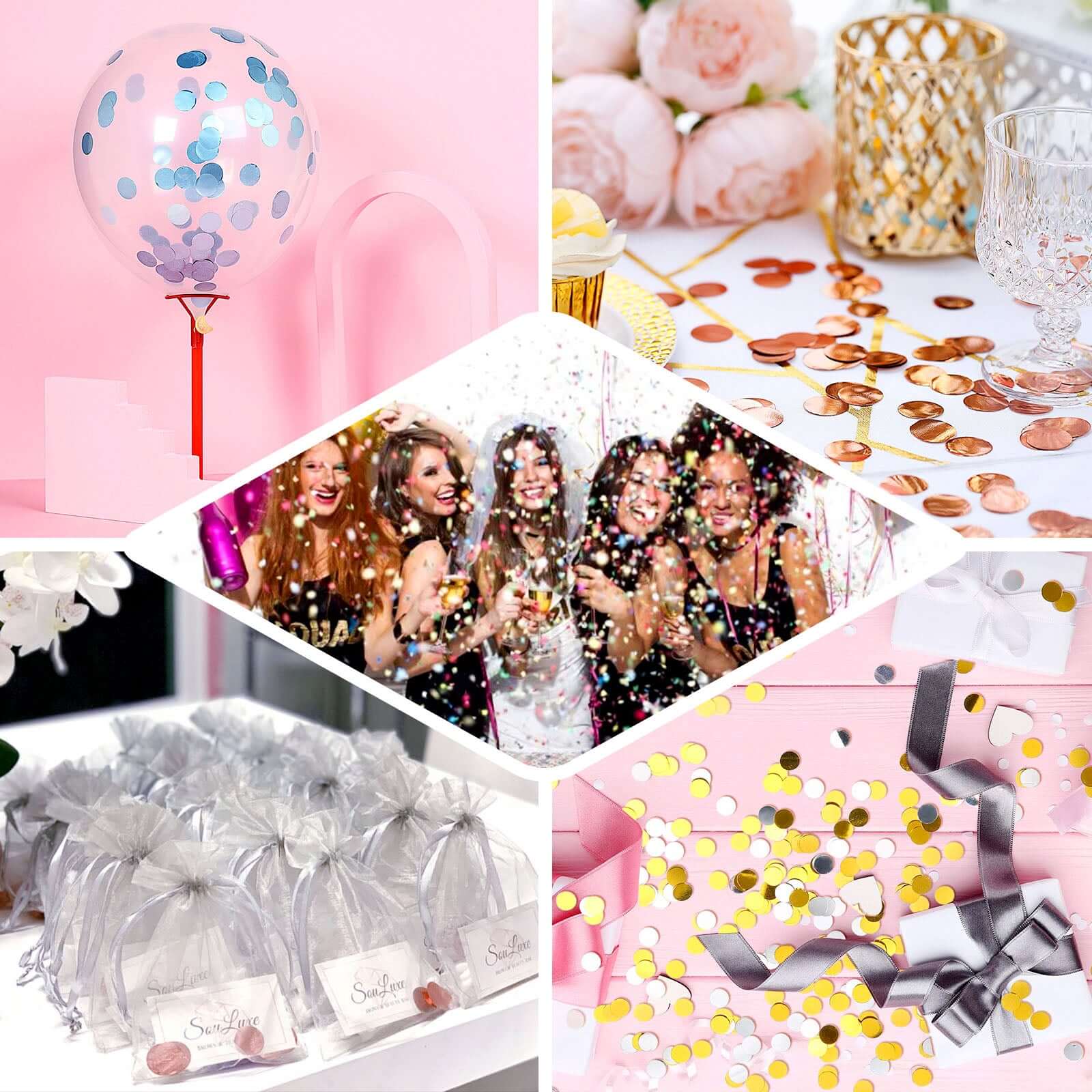 Metallic Round Party Confetti 18G Bag Rose Gold Foil, Balloon Table Confetti Glitter Dots for Festive Weddings Baby Bridal Showers & Events