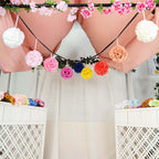 2 Pack 7" Pink Artificial Silk Rose Kissing Ball, Faux Flower Ball