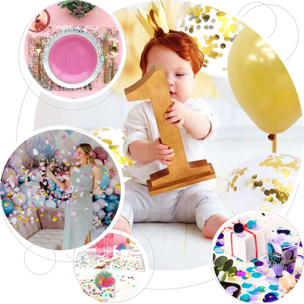 18G Bag Tissue Paper and Foil Table Confetti Mix, Purple Theme Festive Balloon Decor Blue, Gold, Royal Blue, White