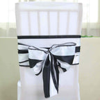 5 Pack Satin 6"x108" Chair Sashes Black/White Stripes - Sophisticated Decor for Weddings & Gatherings