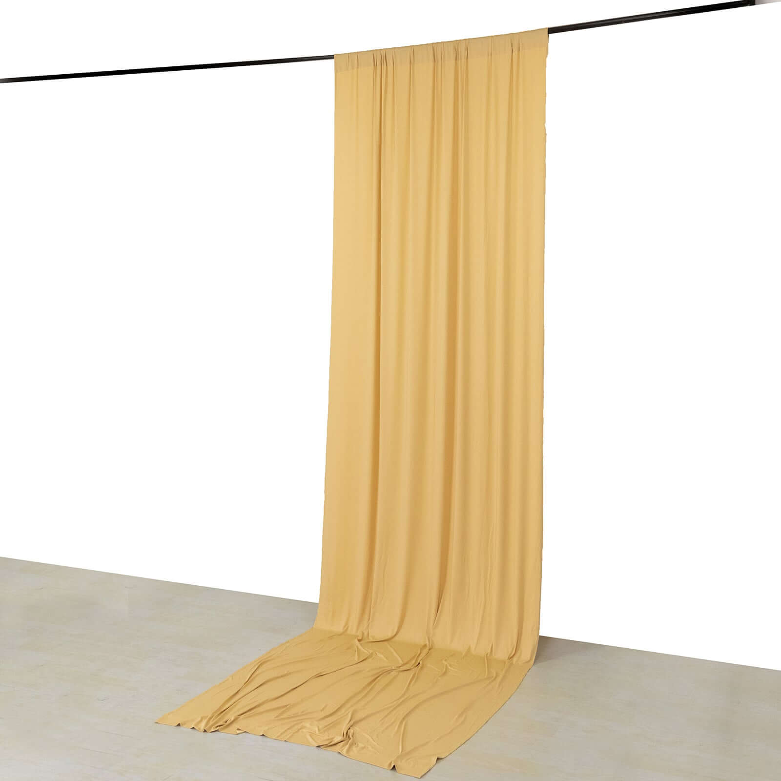 Champagne 4 - Way Stretch Spandex Event Curtain Drapes, Wrinkle Free Backdrop Event Panel with Rod Pockets - 5ftx14ft - Bell Racket Store