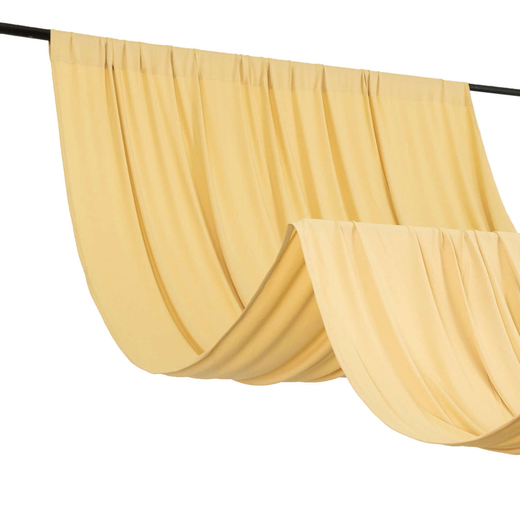 Champagne 4 - Way Stretch Spandex Event Curtain Drapes, Wrinkle Free Backdrop Event Panel with Rod Pockets - 5ftx14ft - Bell Racket Store