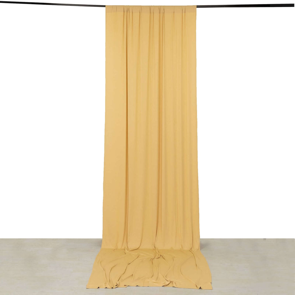 Champagne 4 - Way Stretch Spandex Event Curtain Drapes, Wrinkle Free Backdrop Event Panel with Rod Pockets - 5ftx14ft - Bell Racket Store