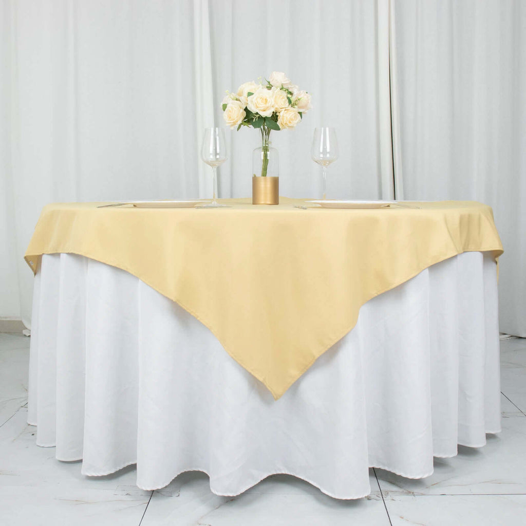 Premium Polyester 54"x54" Table Overlay Square Tablecloth Champagne - 220GSM Stain and Wrinkle-Resistant Table Topper