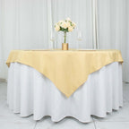 Premium Polyester 54"x54" Table Overlay Square Tablecloth Champagne - 220GSM Stain and Wrinkle-Resistant Table Topper