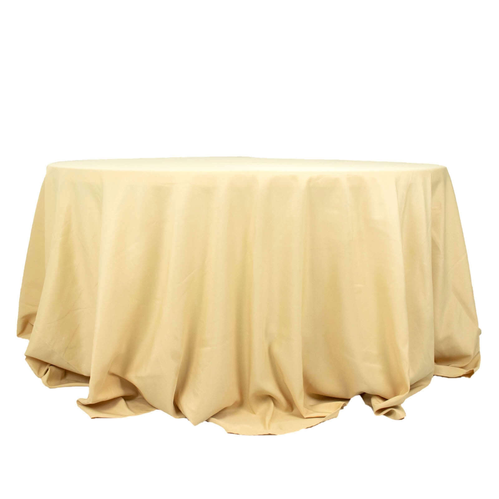 Premium Polyester 132" Round Tablecloth Champagne - Seamless 220GSM Wrinkle-Resistant Table Cover