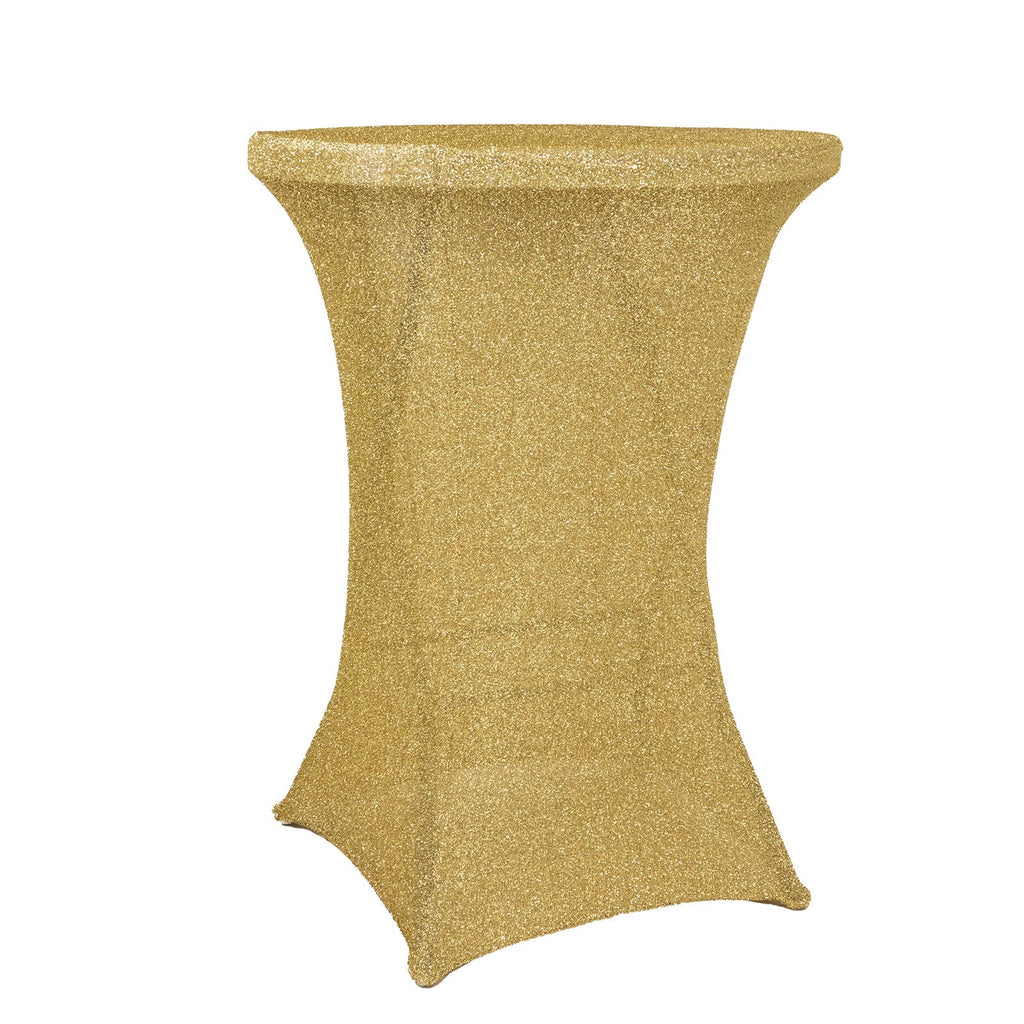 Metallic Spandex 36" Fitted Glitter Round Cocktail Table Cover Champagne - Stretch Fit for High Top Tables