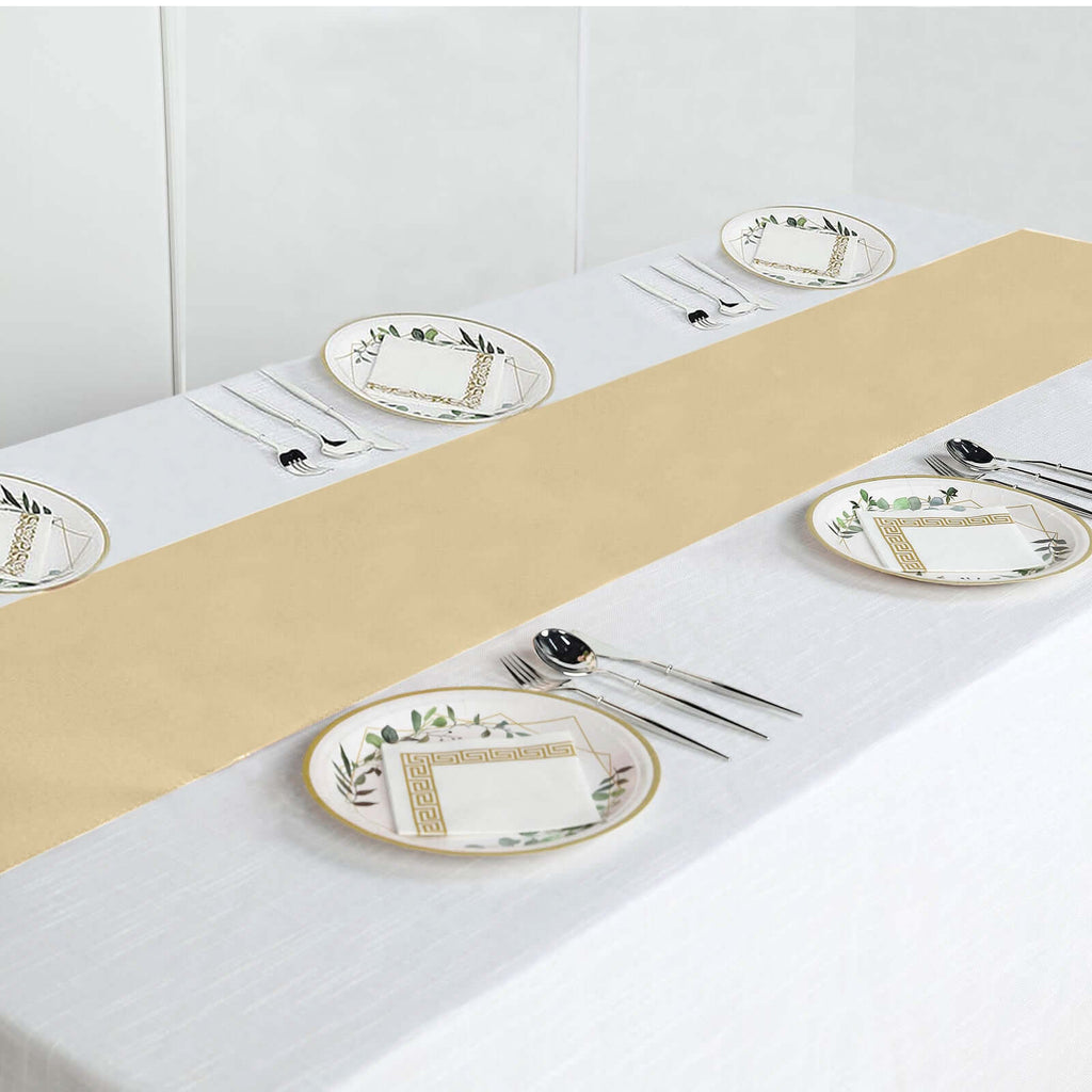 Polyester 12"x108" Table Runner Champagne - Durable & Wrinkle-Resistant Table Decor