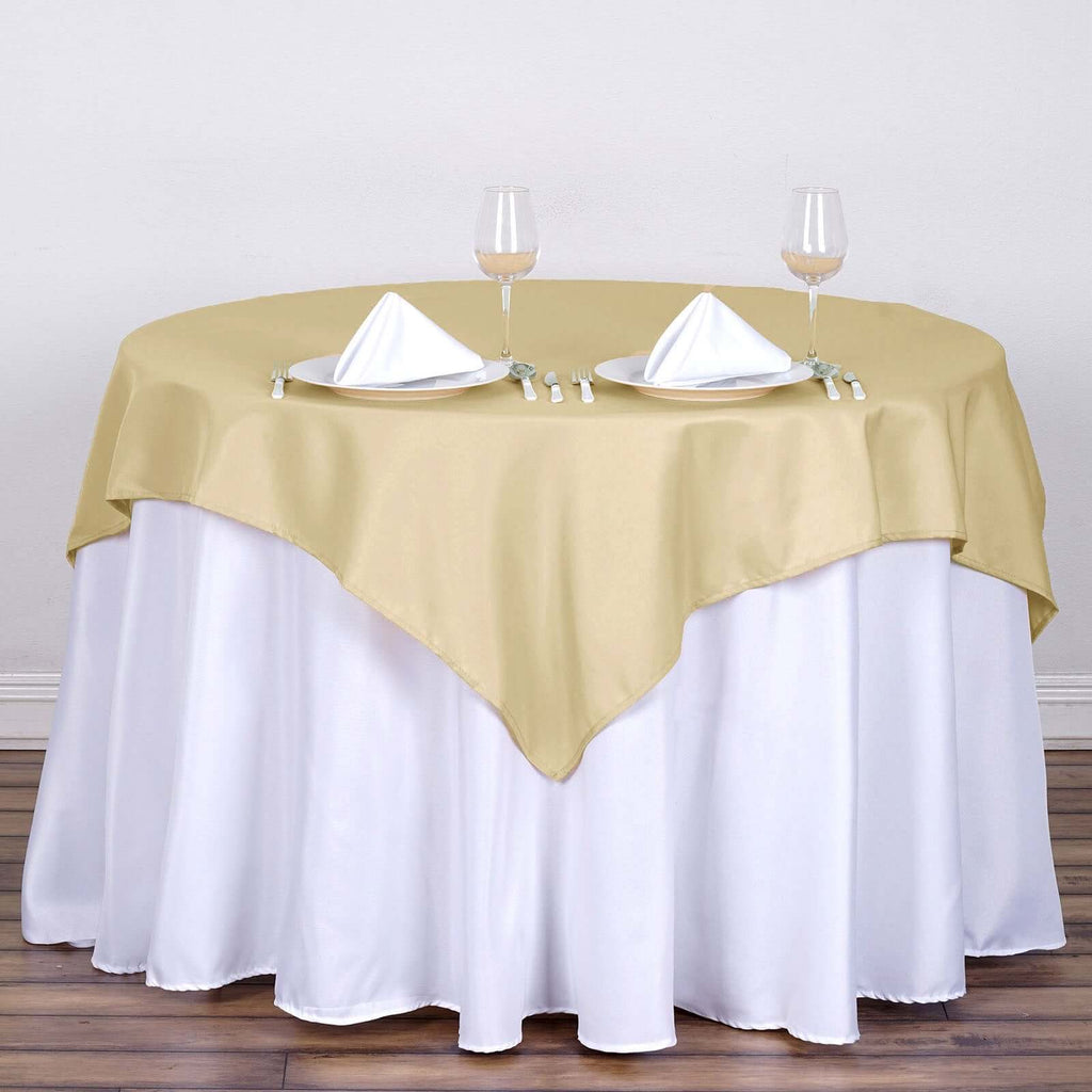 Polyester 54"x54" Table Overlay Square Tablecloth Champagne - Wrinkle-Resistant & Durable Table Cover