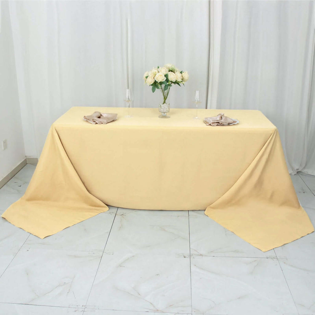 Premium Polyester 90"x156" Rectangle Tablecloth Champagne - Seamless 220GSM Stain-Resistant Table Cover