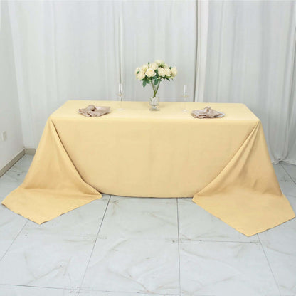 Premium Polyester 90"x156" Rectangle Tablecloth Champagne - Seamless 220GSM Stain-Resistant Table Cover