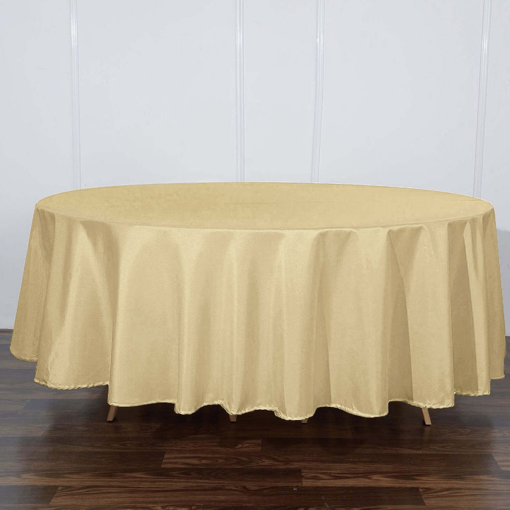 Polyester 108" Round Tablecloth Champagne - Wrinkle-Resistant Table Cover