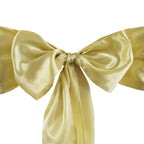 5 Pack Satin Chair Sashes Champagne - Durable Chair Bows with Shiny Finish 6"x106"