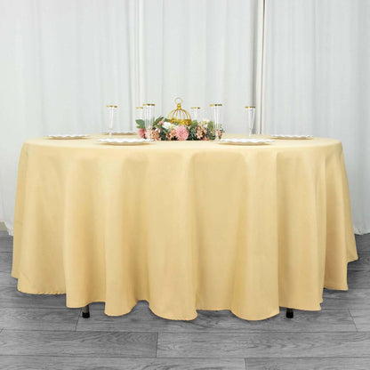 Premium Polyester 108" Round Tablecloth Champagne - Wrinkle-Resistant 220GSM Table Cover