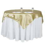 Satin 60"x60" Table Overlay Square Tablecloth Champagne - Smooth Silky Touch Table Cover